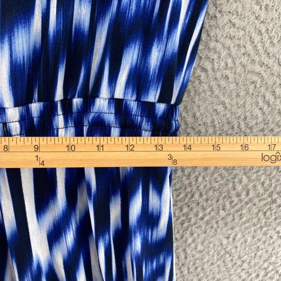 Calvin Klein Jumpsuit Womens 10 Blue Tank Stretch Wide Leg Smocked Waist Casual - Picture 8 of 12